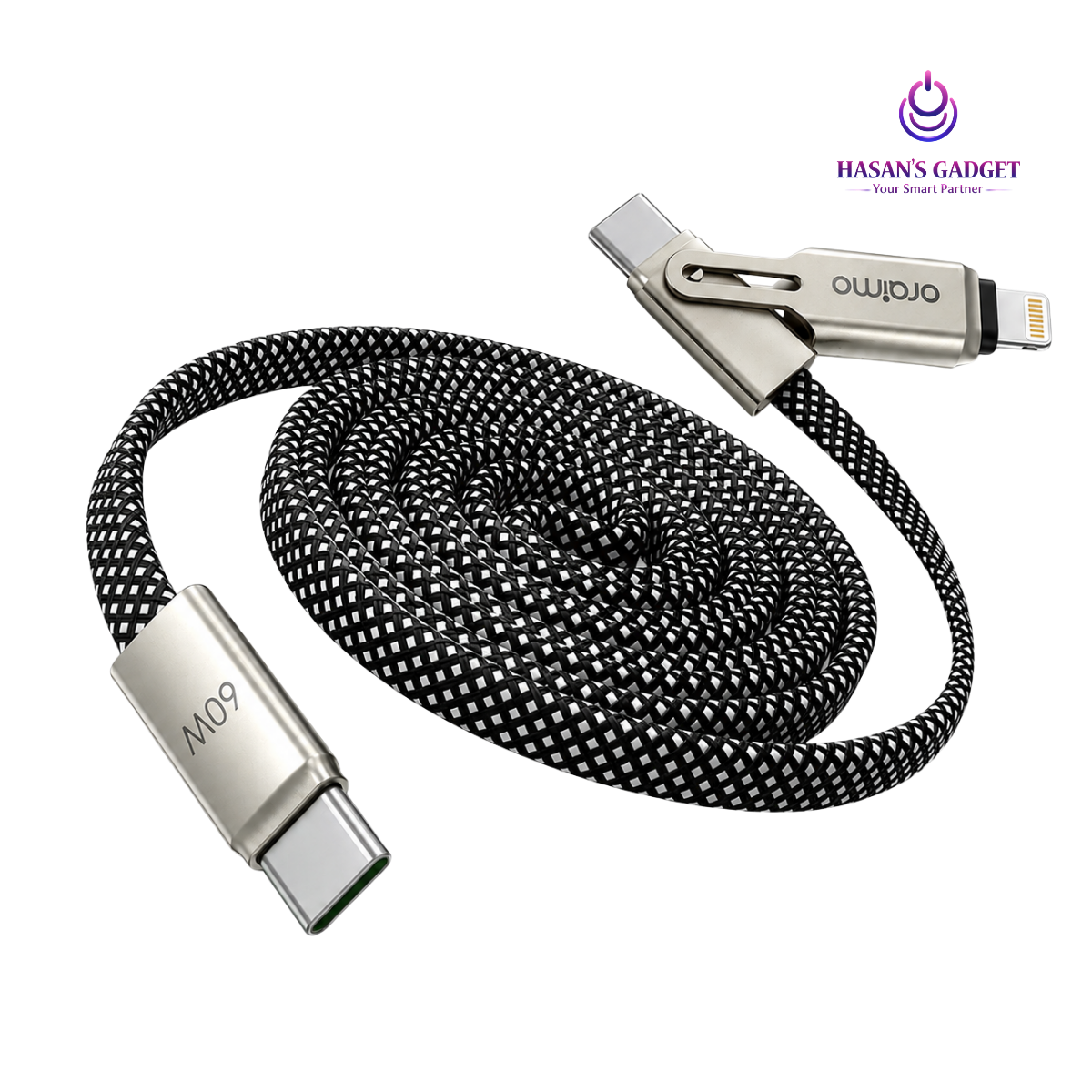 Oraimo SpeedLine 4 (OCD-176) 60W Magnetic Fast Charging Cable USB-C to USB-C and Lightning